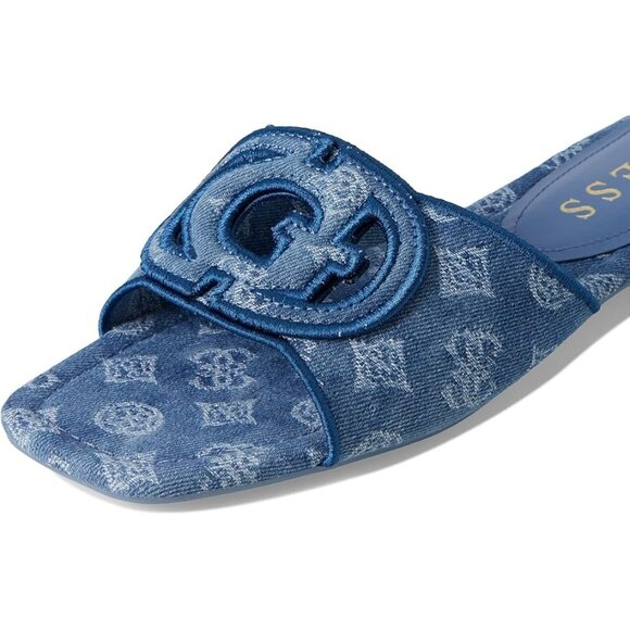 GUESS Tarishae Women's Sandals Medium Blue Denim/White - Picture 6 of 6